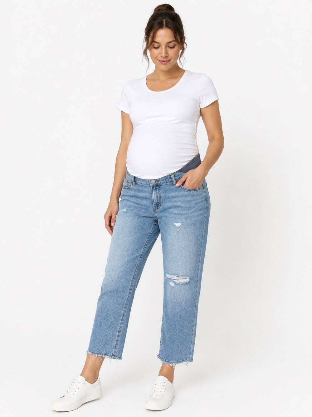 Hatch Light Blue Cropped Maternity Jeans